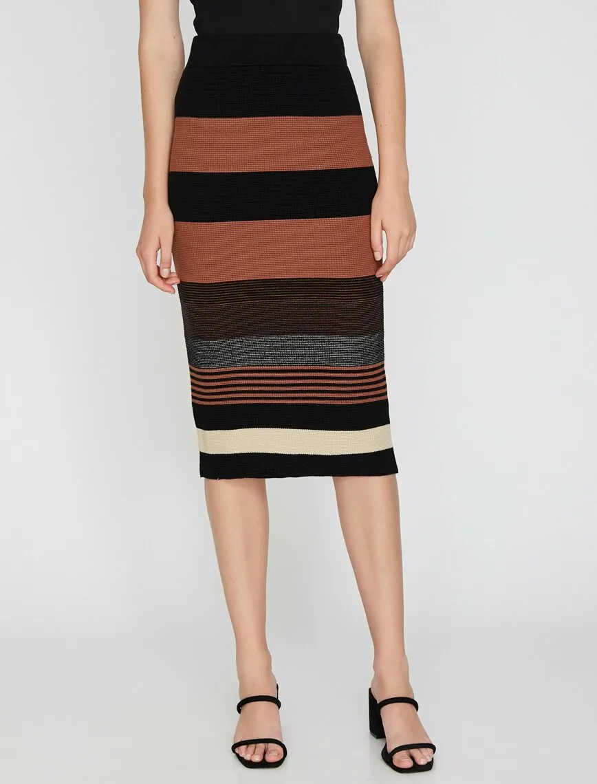 12049 Brown Midi Skirt