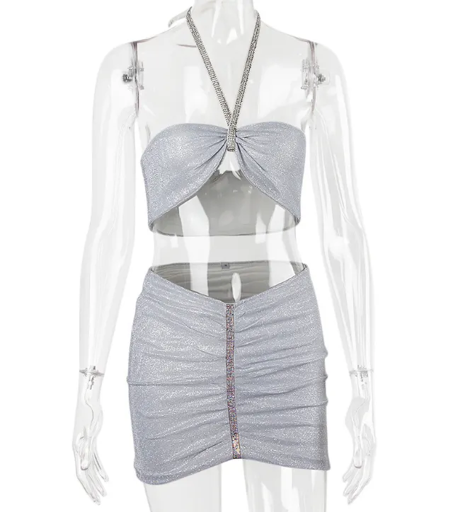 2Pcs Halter Mini Top & Skirt