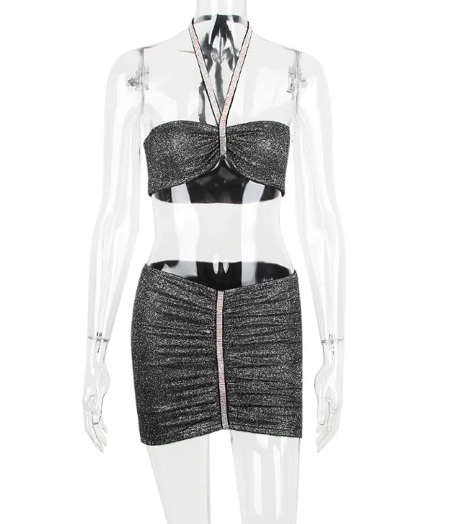 2Pcs Halter Mini Top & Skirt