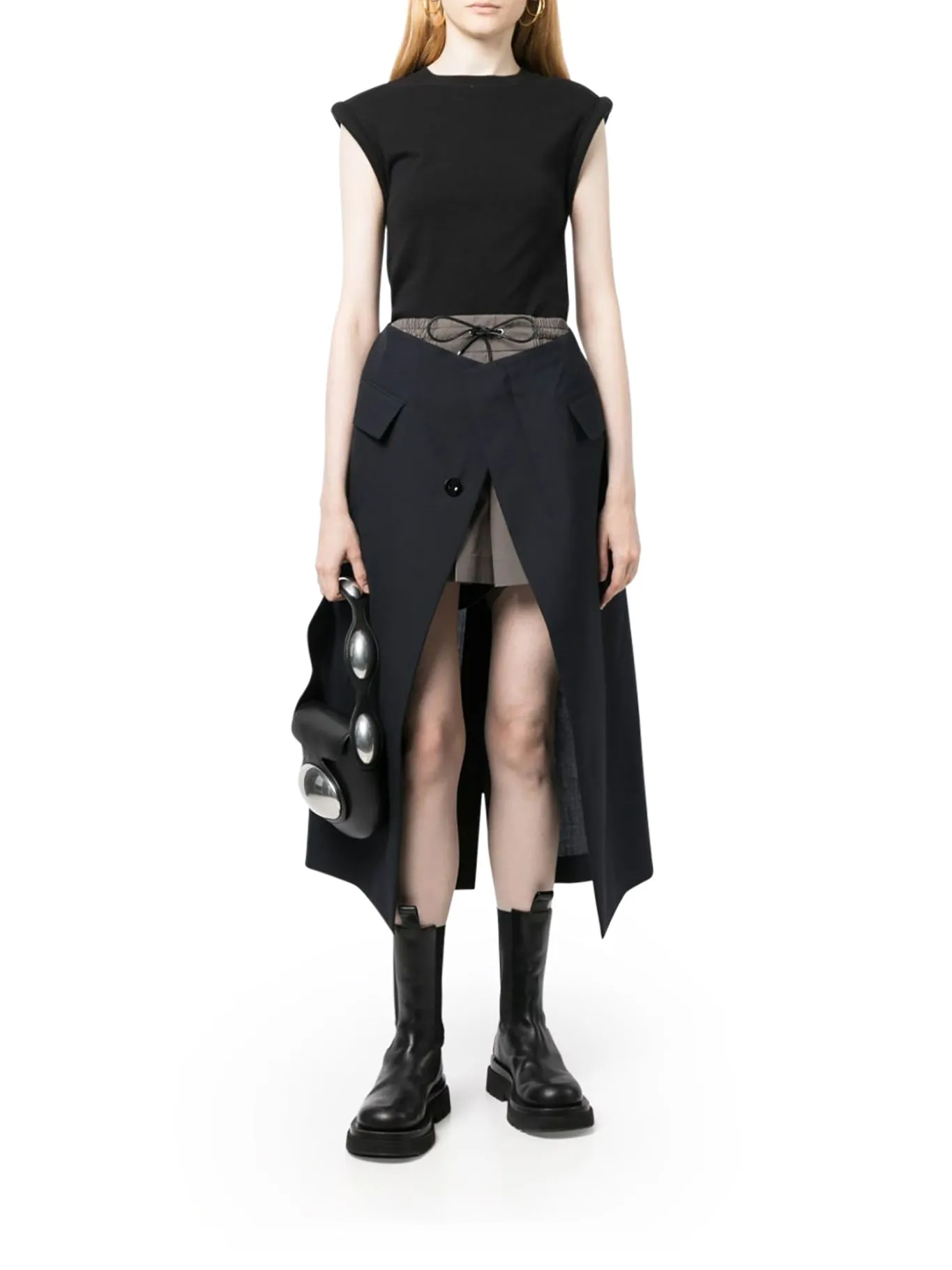Asymmetric midi skirt