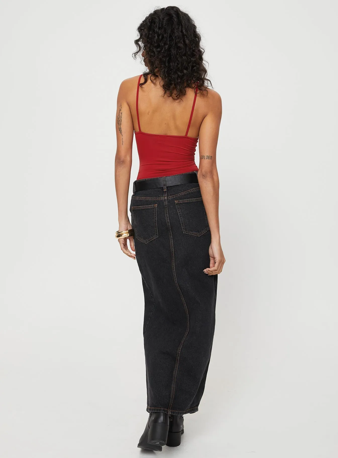 Barbara Split Midi Skirt Charcoal