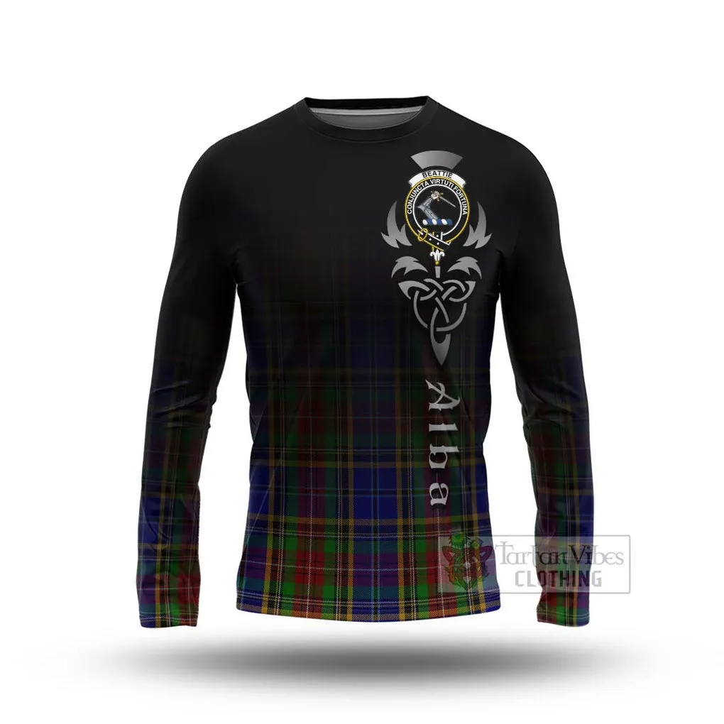 Beattie (Beatty) Tartan Long Sleeve T-Shirt Featuring Alba Gu Brath Family Crest Celtic Inspired