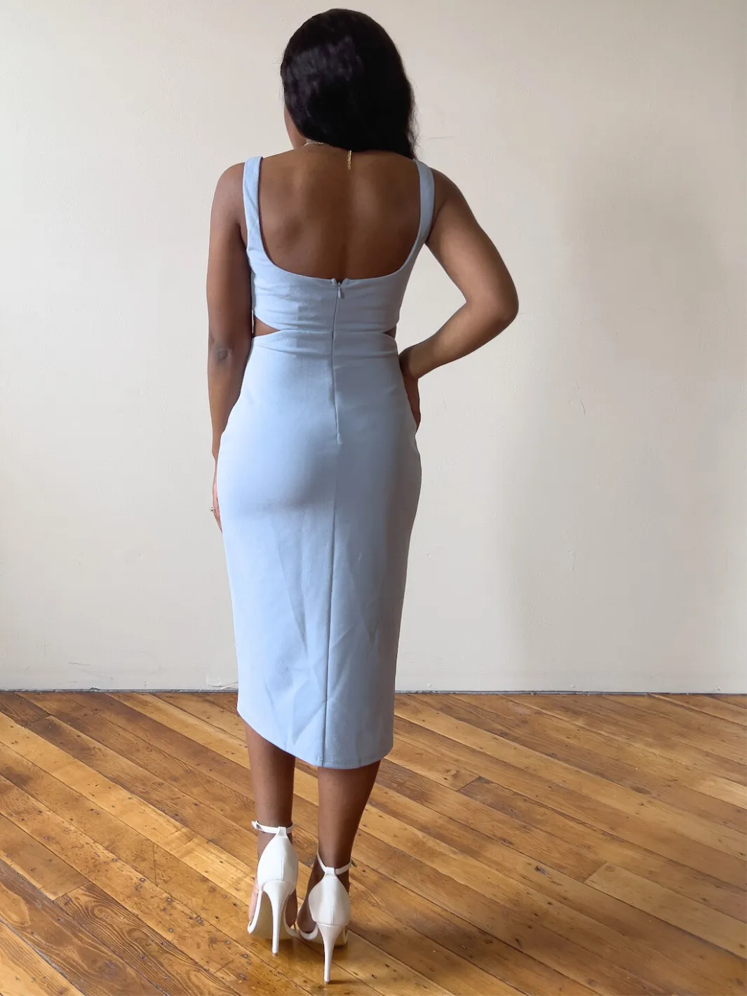 Beautiful Blue Cutout Midi Dress