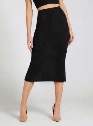 Black Julie Knit Midi Skirt