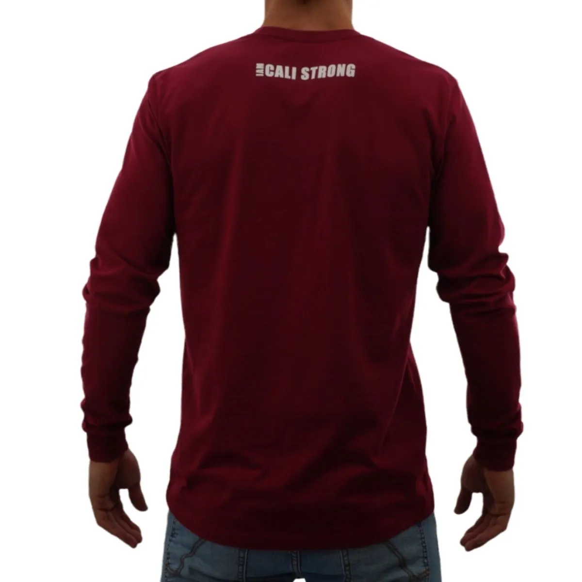 CALI Strong Classic Long Sleeve T-Shirt Premium Cotton Suede Heather Maroon