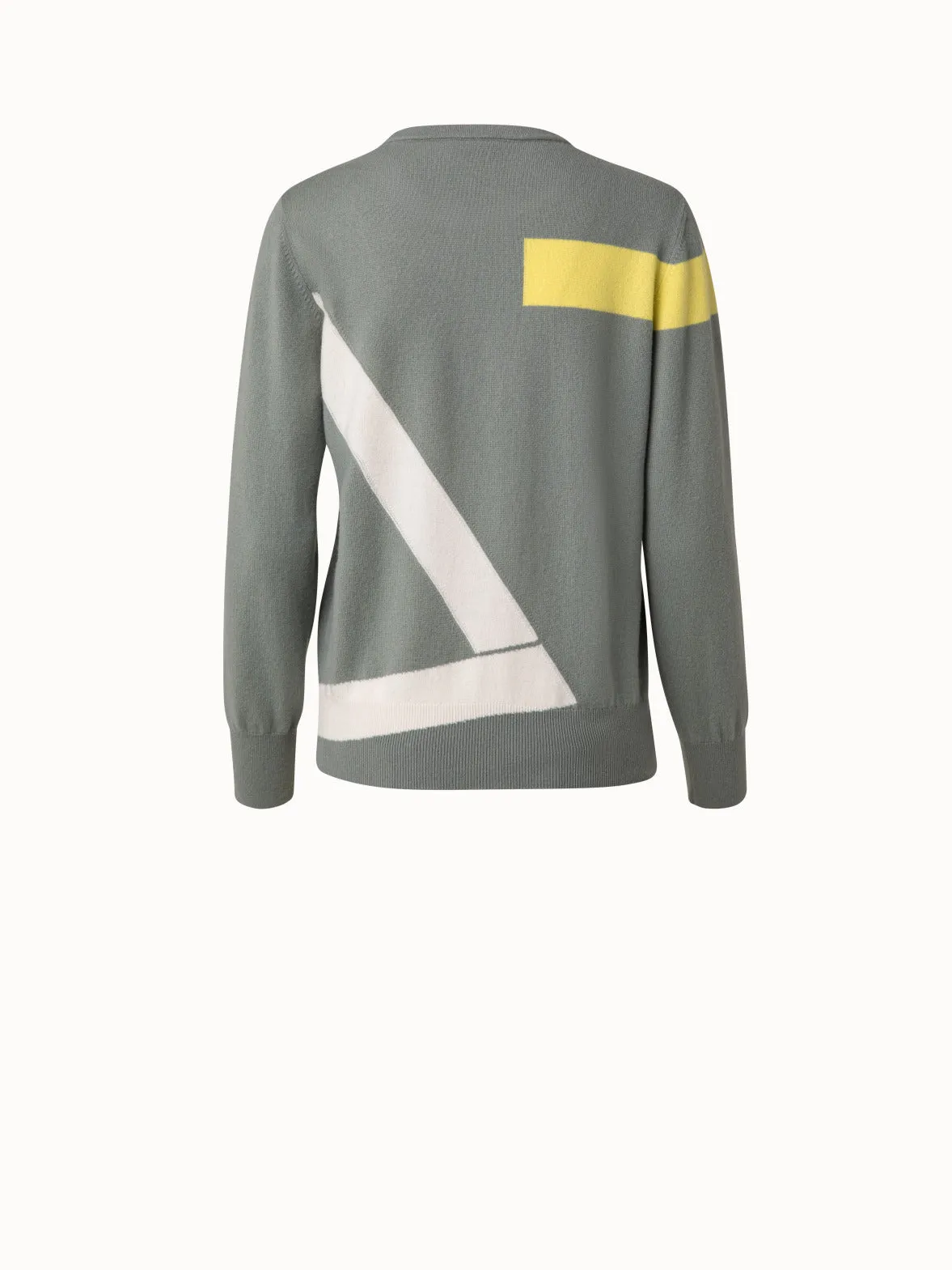 Cashmere Knit Pullover with Asphalt Intarsia