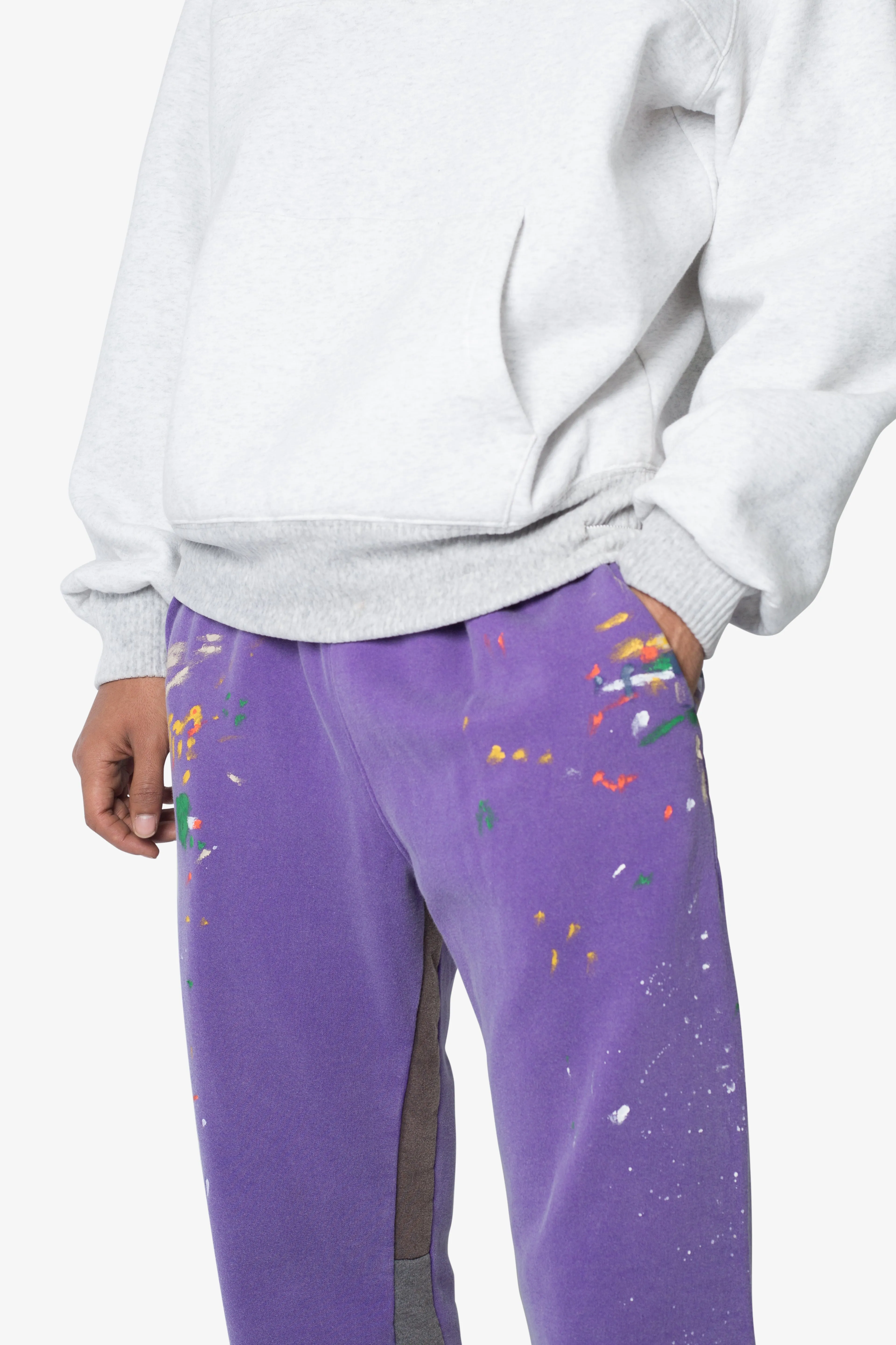 Contrast Bootcut Sweatpants - Purple