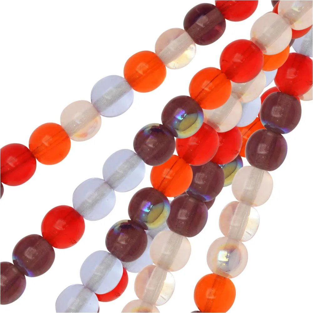 Czech Glass Druk Beads, Round 6mm, Melon Berry Mix (50 Pieces)