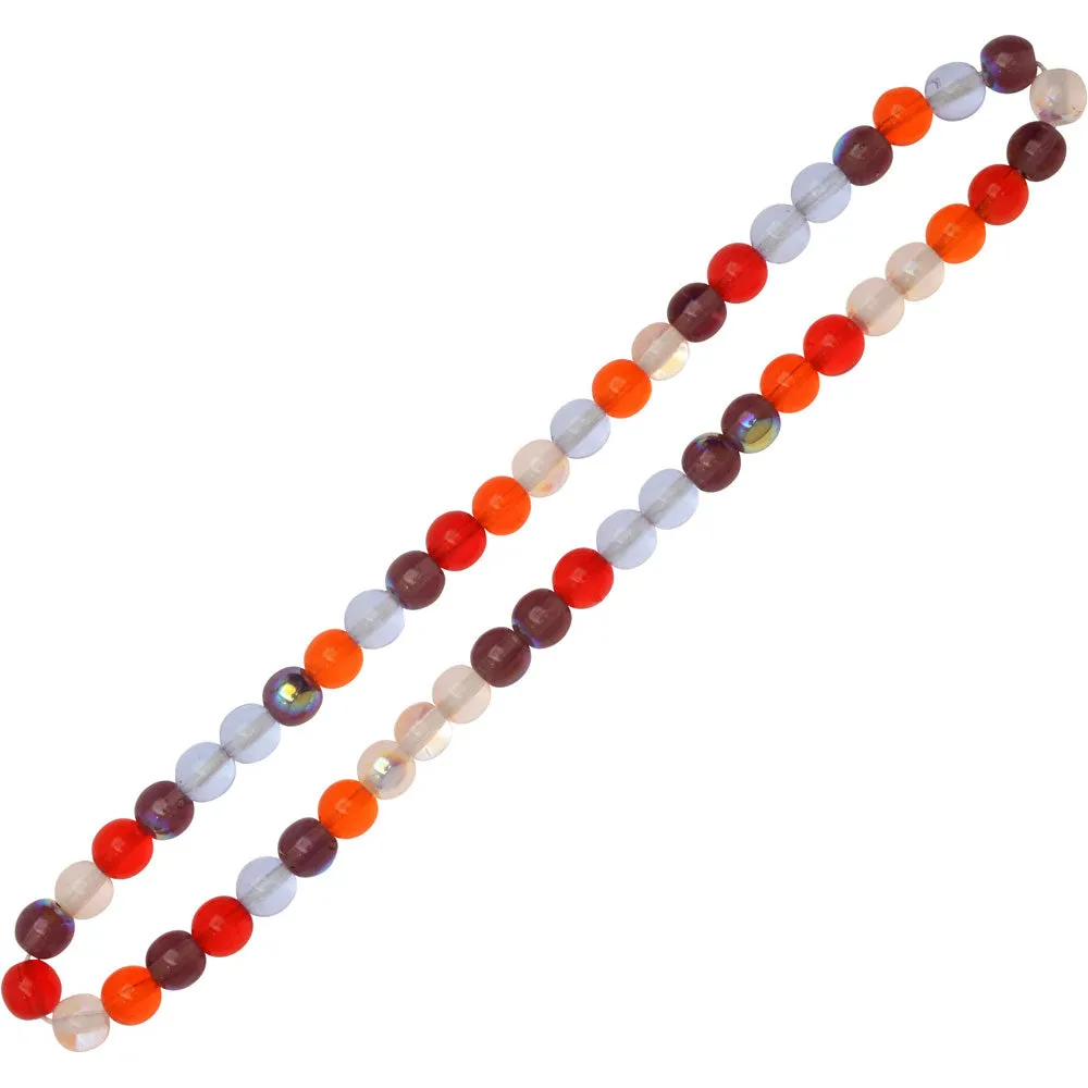 Czech Glass Druk Beads, Round 6mm, Melon Berry Mix (50 Pieces)