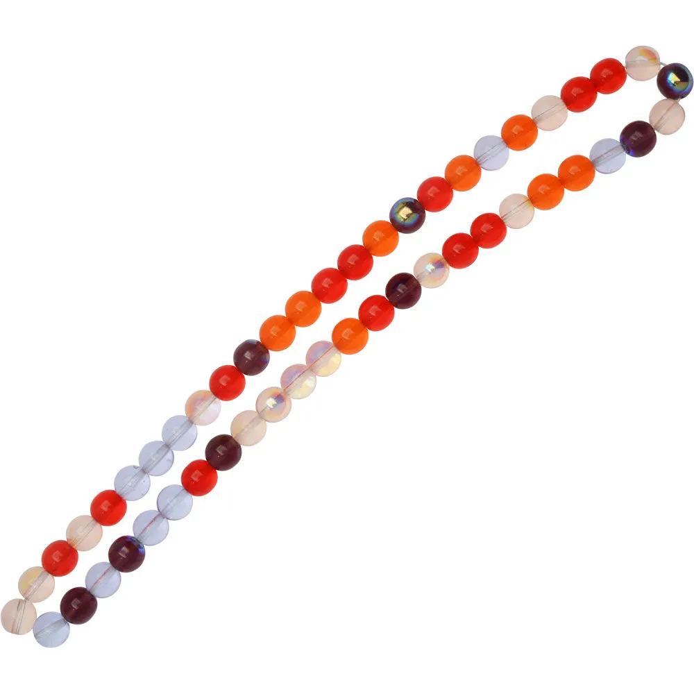 Czech Glass Druk Beads, Round 8mm, Melon Berry Mix (50 Pieces)