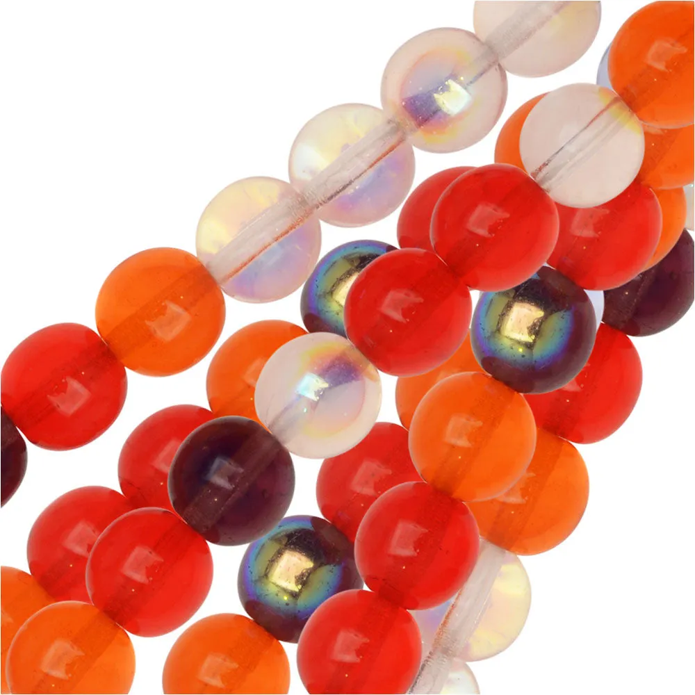 Czech Glass Druk Beads, Round 8mm, Melon Berry Mix (50 Pieces)