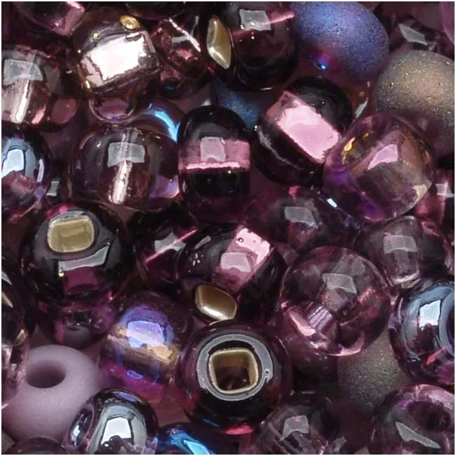 Czech Glass Seed Beads, 6/0 Round, Purple Passion Mix (1 Ounce)