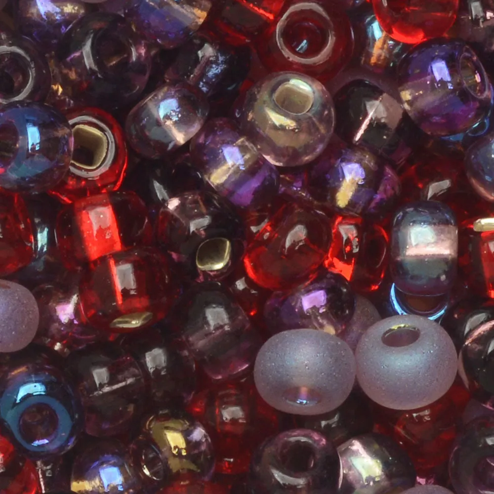 Czech Glass Seed Beads, 6/0 Round, Very Very Berry Mix (1 Ounce)