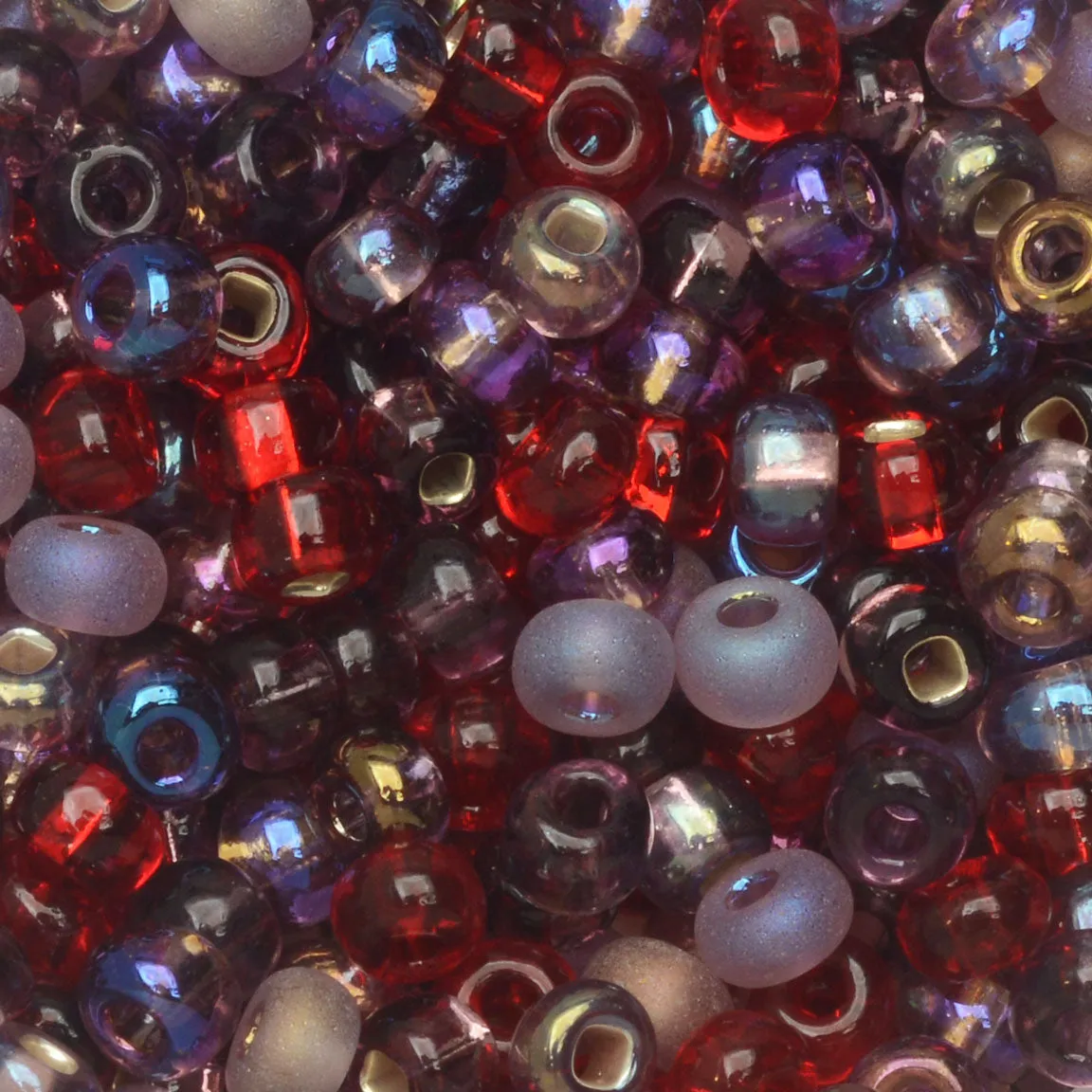 Czech Glass Seed Beads, 6/0 Round, Very Very Berry Mix (1 Ounce)