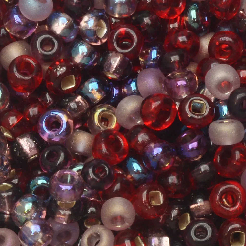 Czech Glass Seed Beads, 8/0 Round, Very Very Berry Mix (1 Ounce)