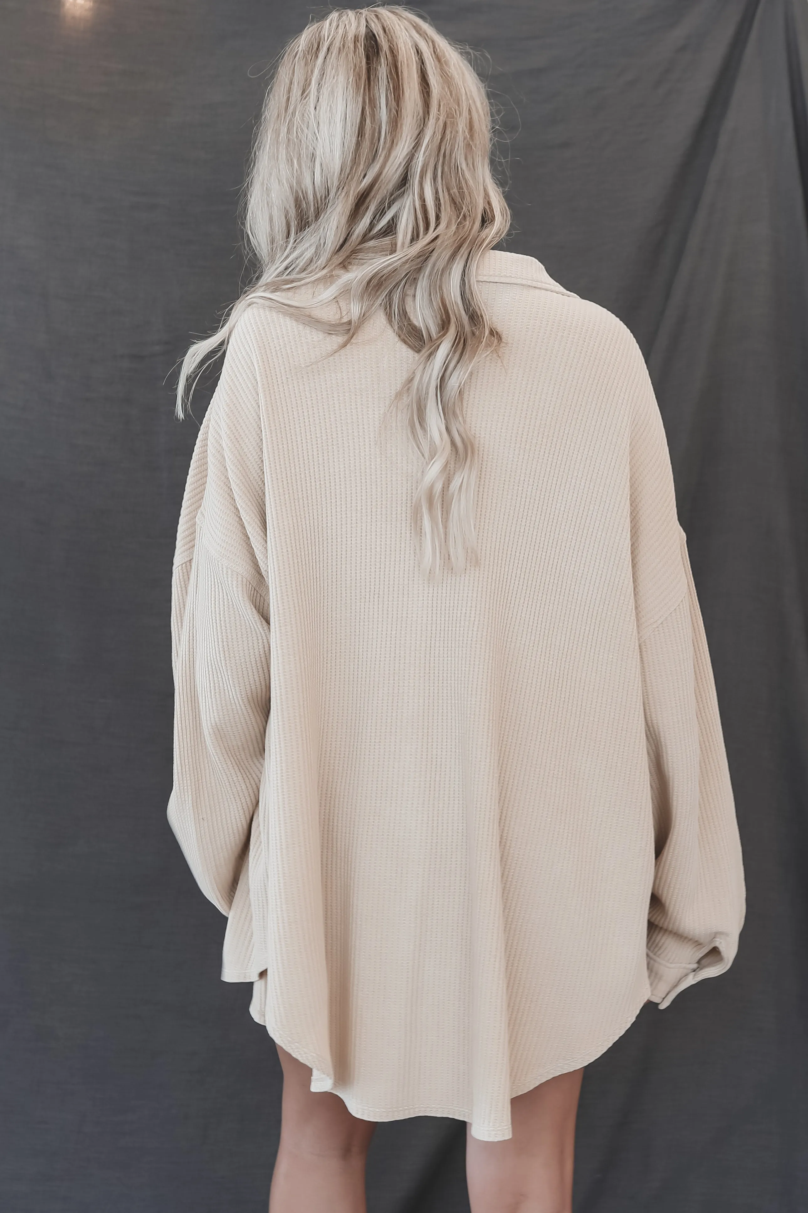 DEAL Right Here Right Now Taupe Ribbed Shacket Top