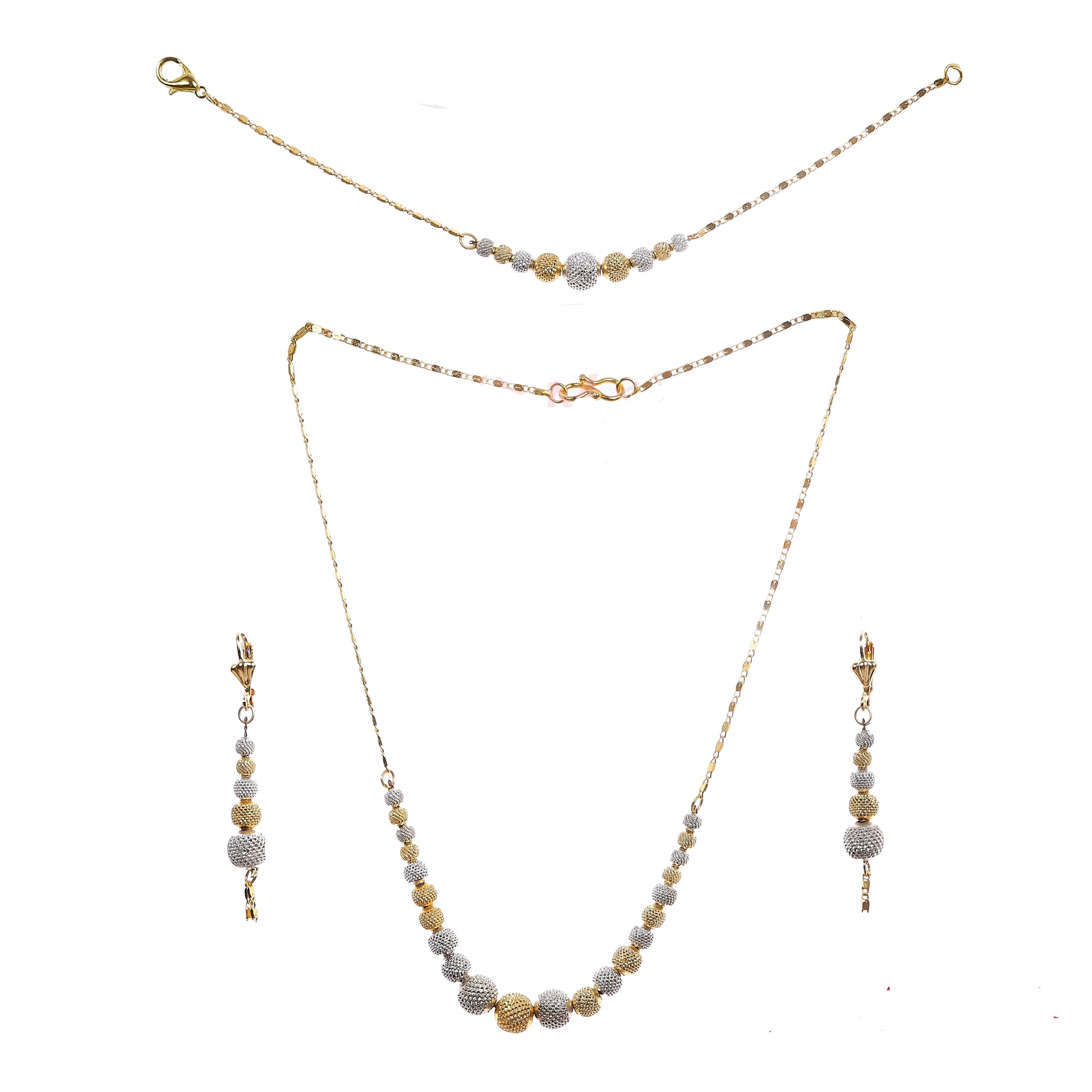 Dual Tone Necklace and Earring Set