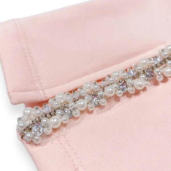 Embellished Front Slit Pants -Pink