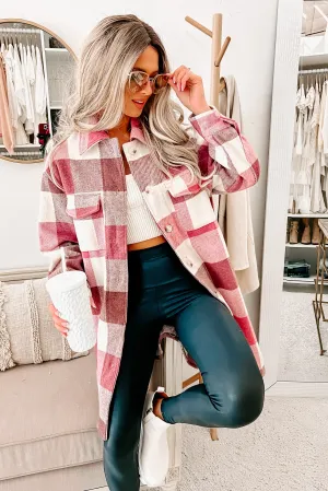 Emory Long Plaid Shacket (Rose)