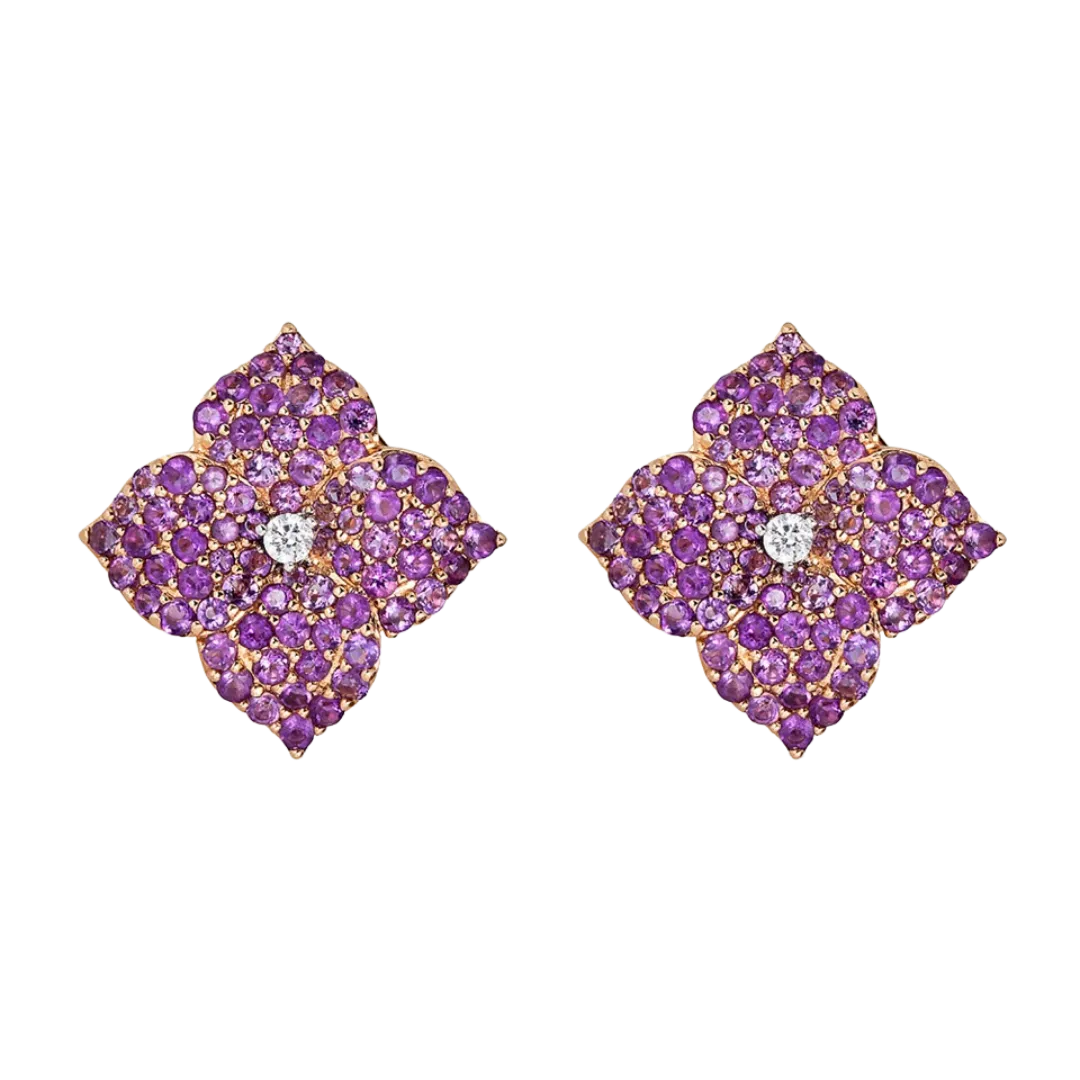 Fiore Large Purple Amethyst Flower Earrings