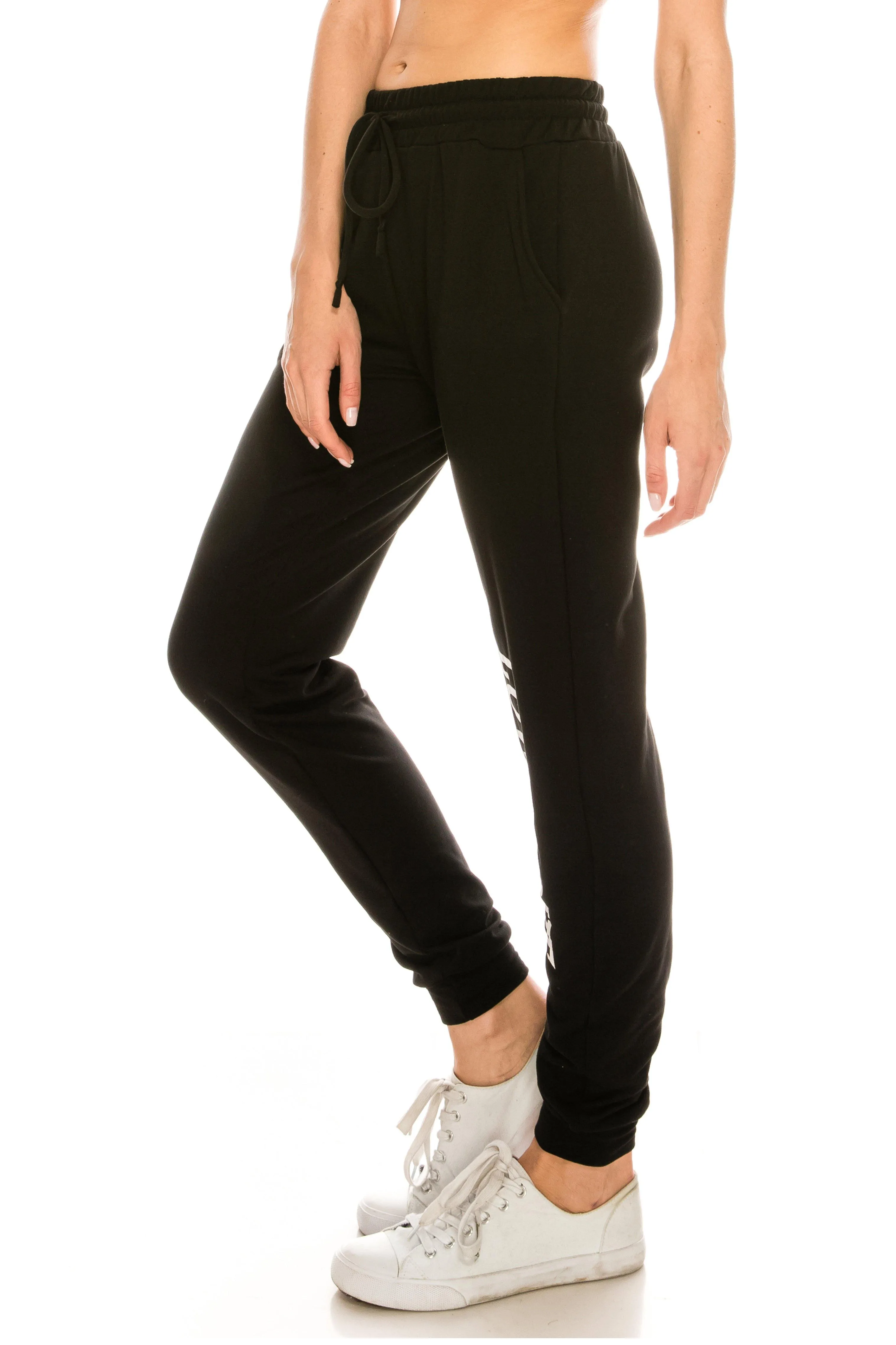 Fleece Jogger Pants - Soft Winter LOVE Printed Pockets Sweatpants