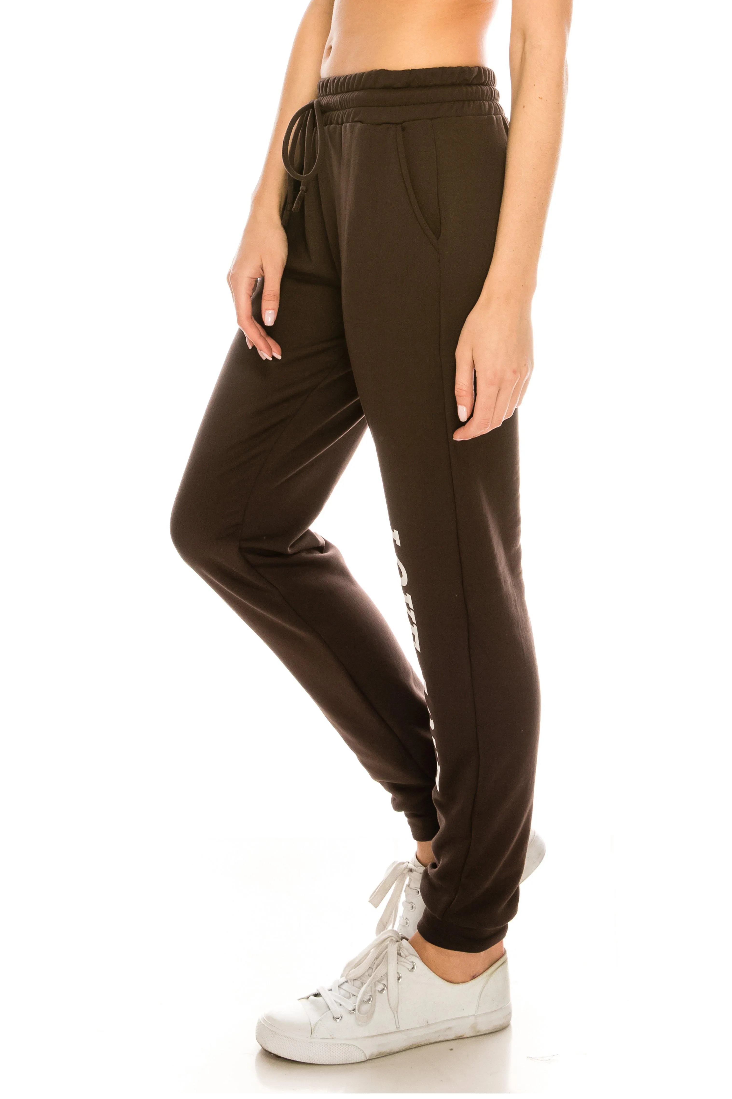 Fleece Jogger Pants - Soft Winter LOVE Printed Pockets Sweatpants