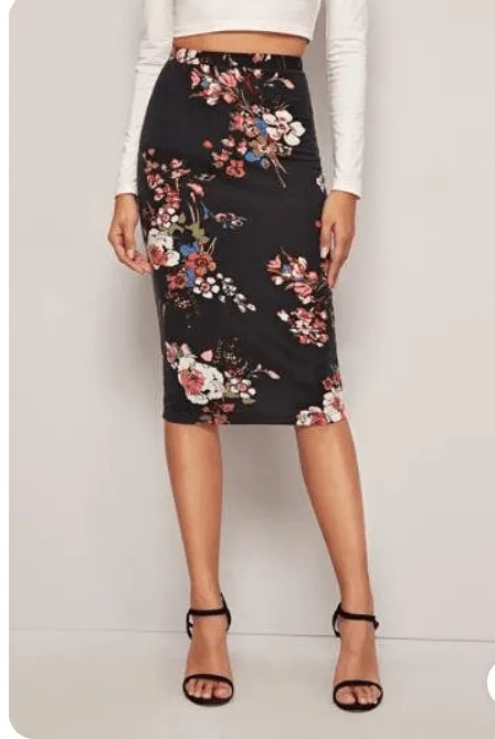 Floral Print Pencil Skirt