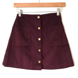 Forever21 Maroon Front Button Suede Skirt- Size S
