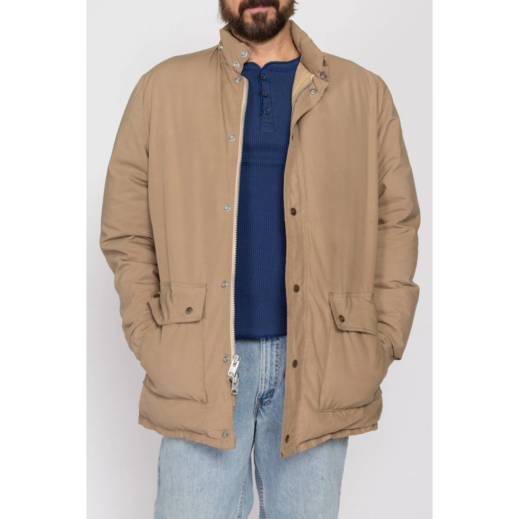 Large 70s Schott Khaki Down Fill Puffer Winter Coat