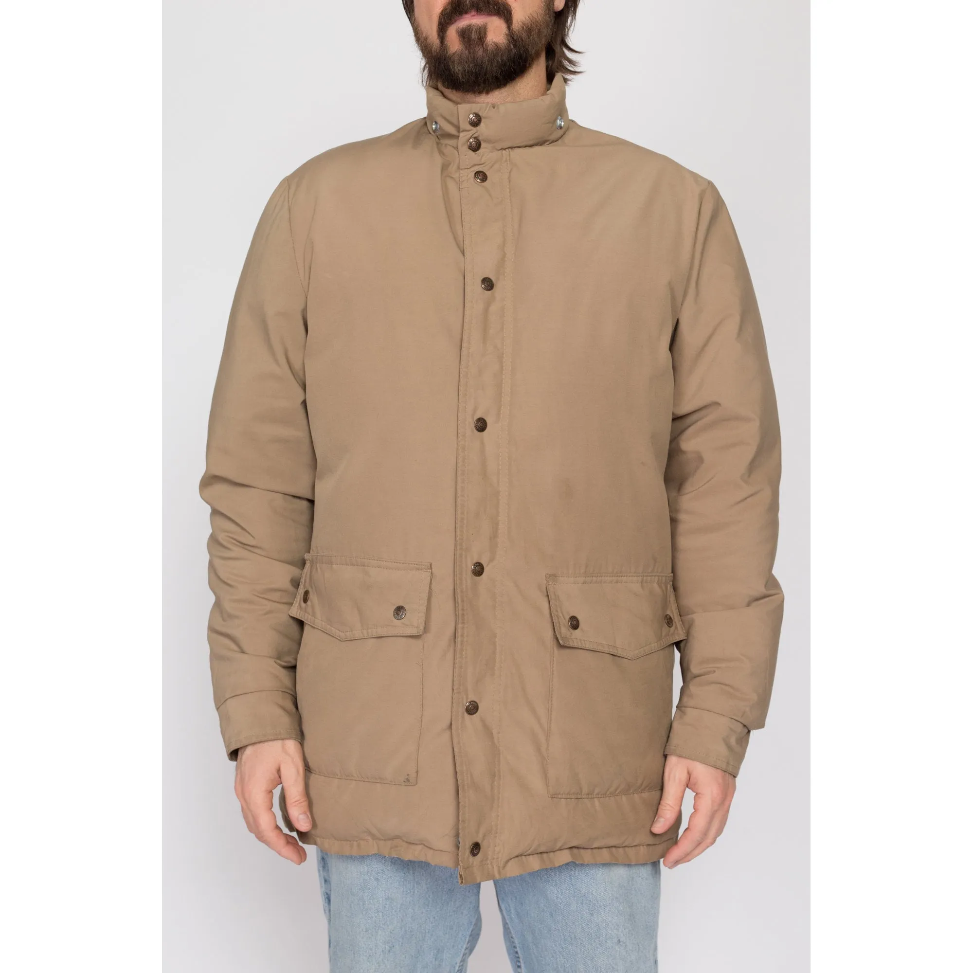 Large 70s Schott Khaki Down Fill Puffer Winter Coat