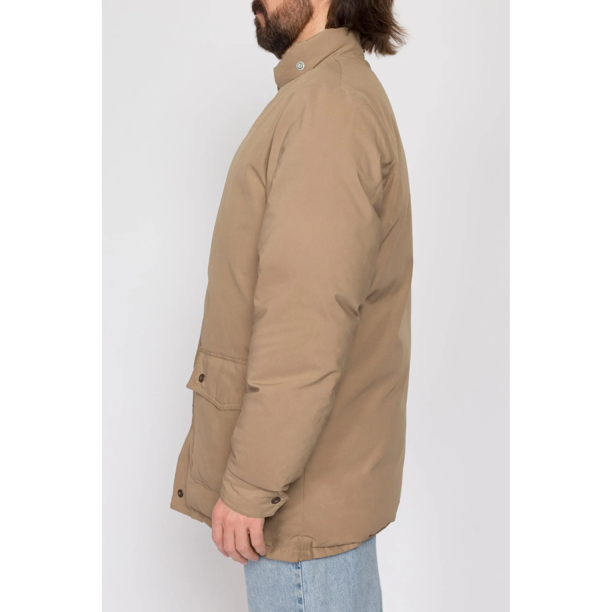 Large 70s Schott Khaki Down Fill Puffer Winter Coat