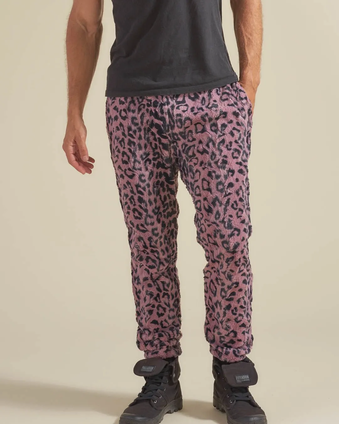 Lavender Leopard ULTRA SOFT Faux Fur Sweatpants | Men's