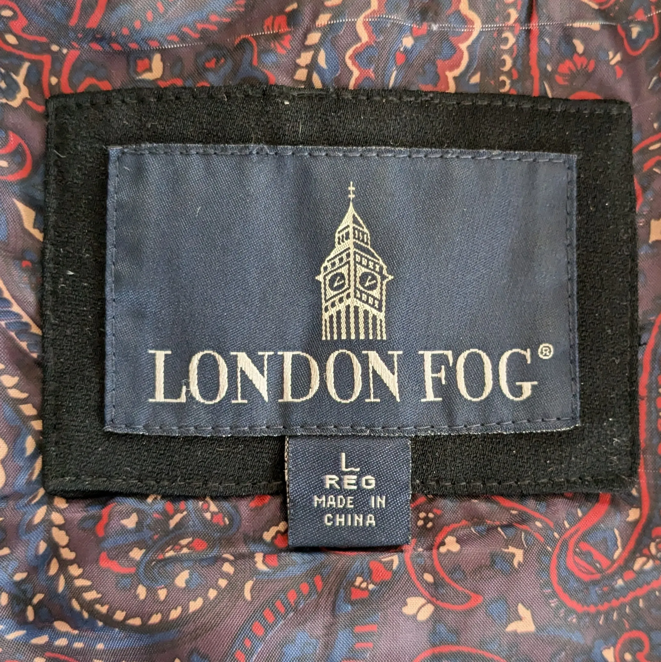 London Fog Black Trench Coat Size Large
