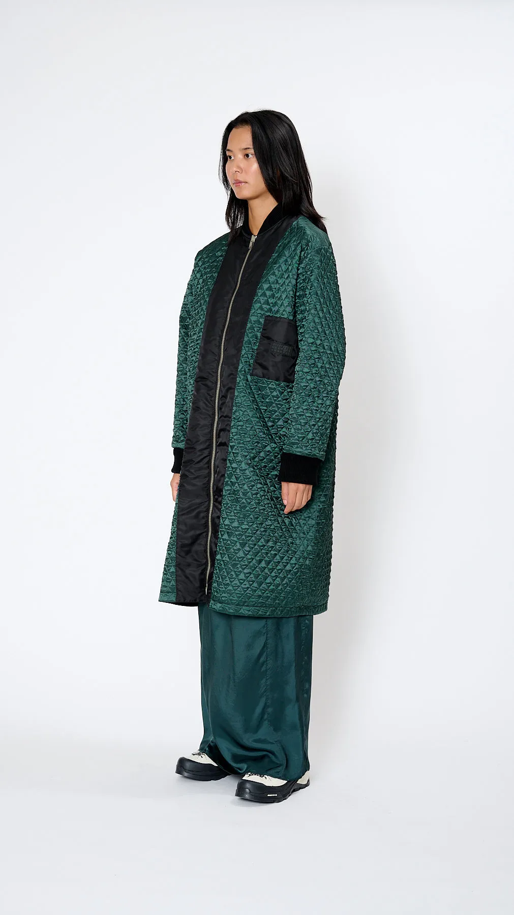 Long Sports Jacket in Black and Emerald