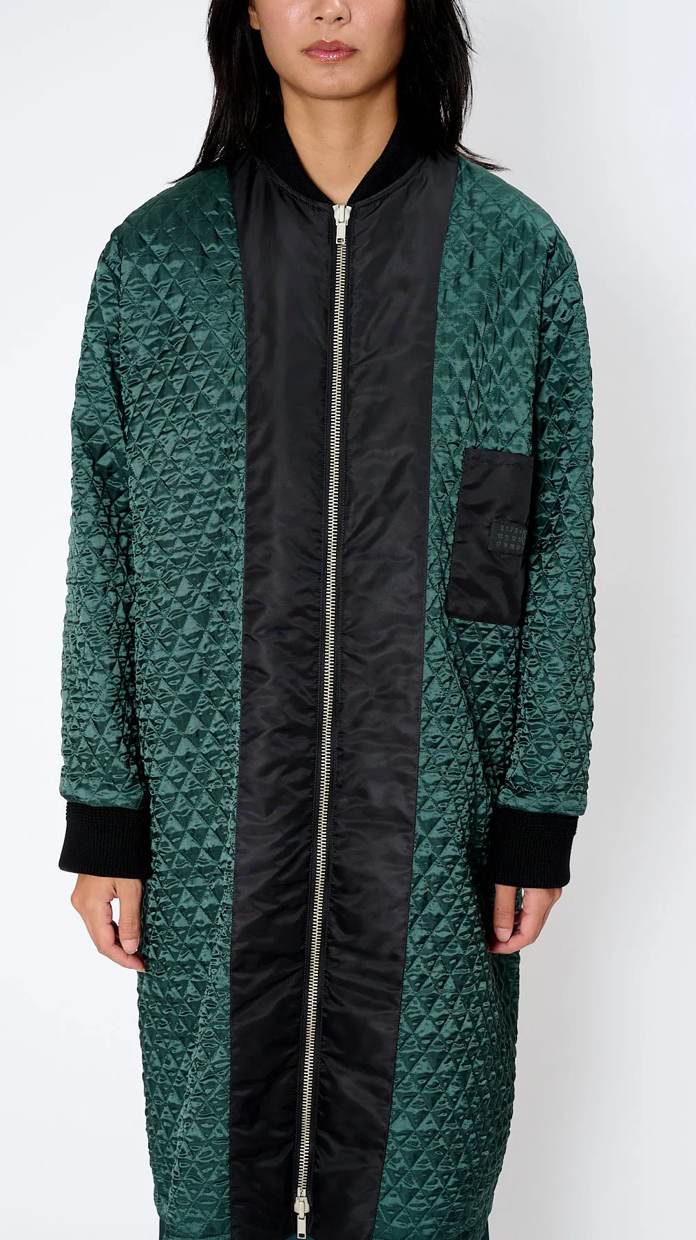 Long Sports Jacket in Black and Emerald