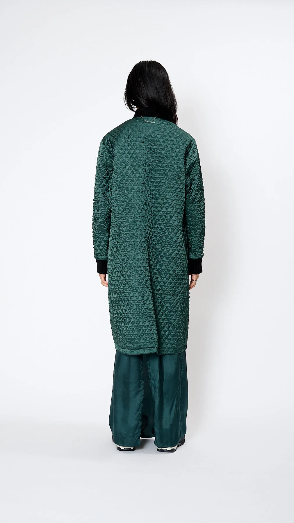 Long Sports Jacket in Black and Emerald