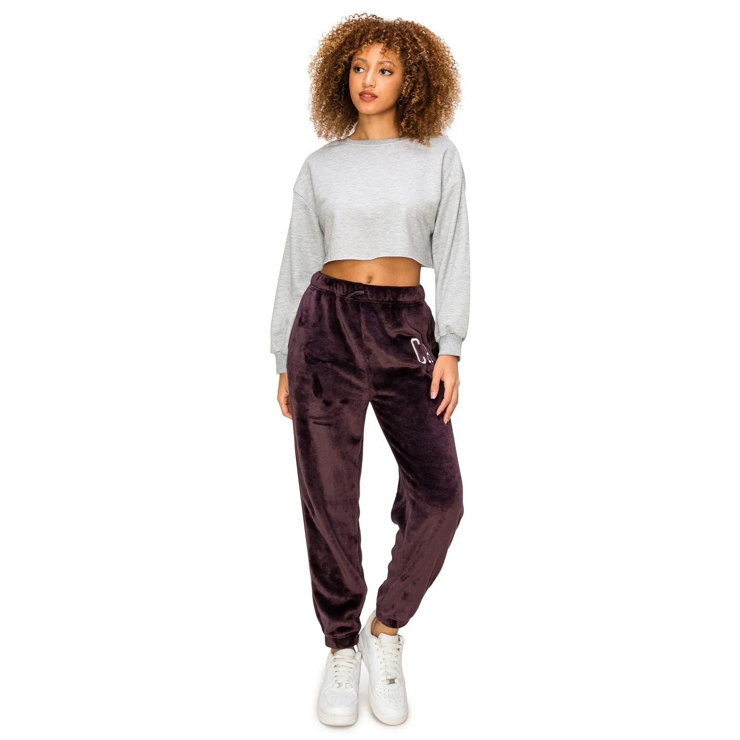 Minky Joggers Sweatpants - Plum