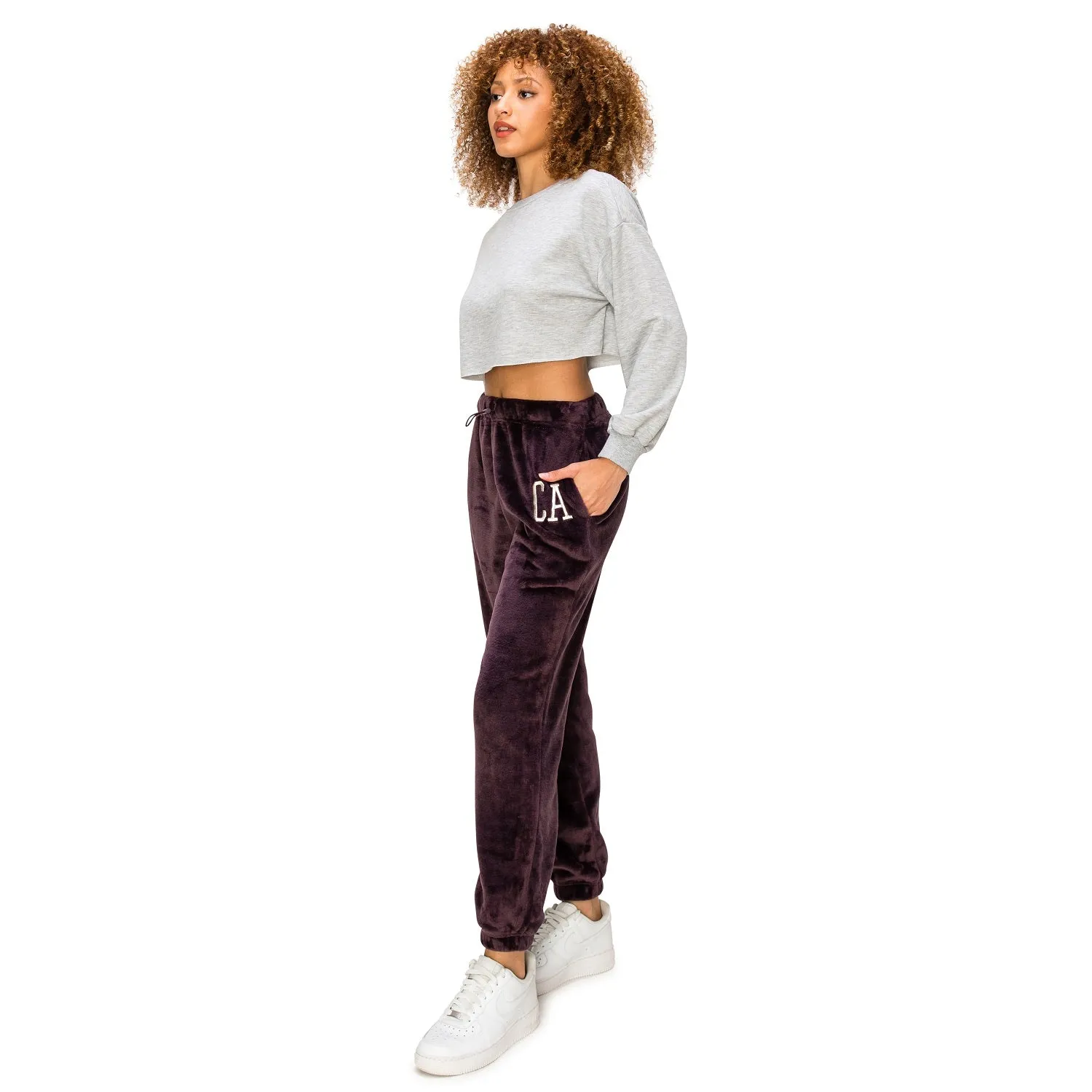 Minky Joggers Sweatpants - Plum