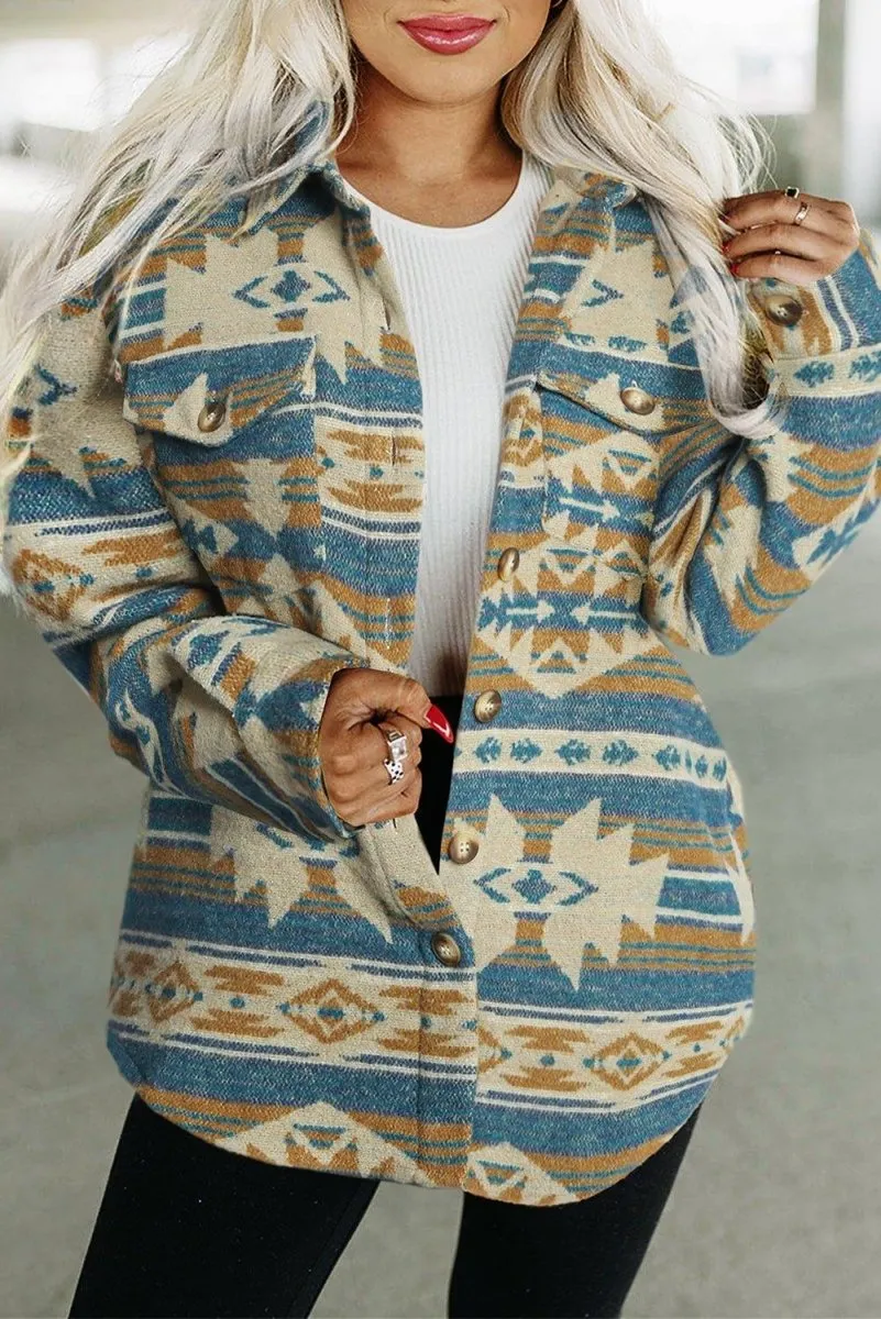 Multicolor Western Aztec Shacket