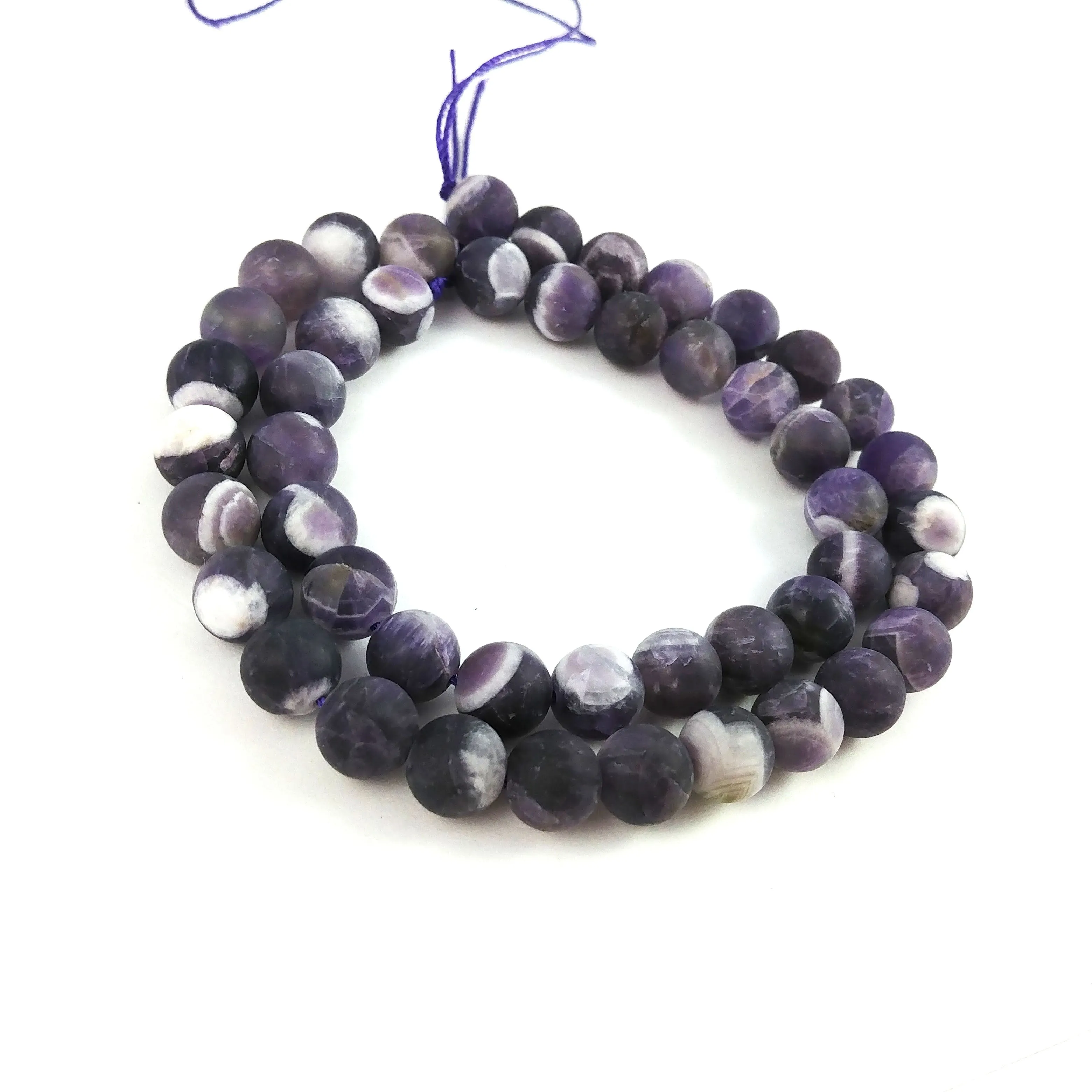 Natural Amethyst Frosted Stone Beads Round 6 or 8mm