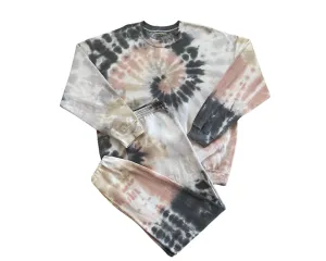 Neutral Spiral Tie Dye Sweatsuit Set