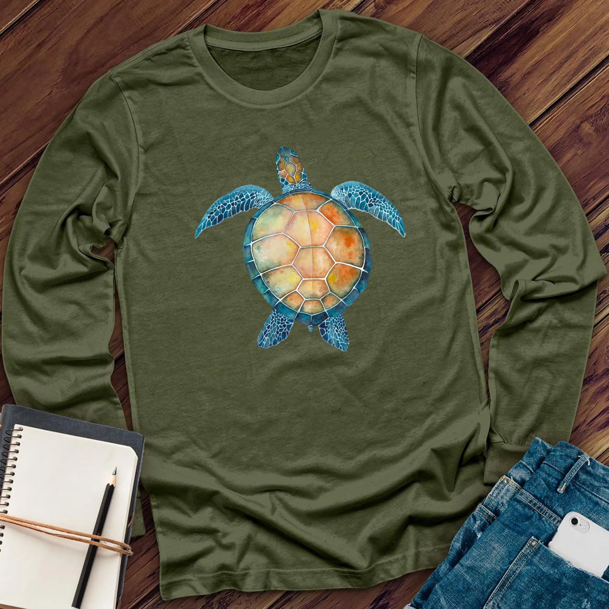 Ocean Turtle Watercolor Long Sleeve