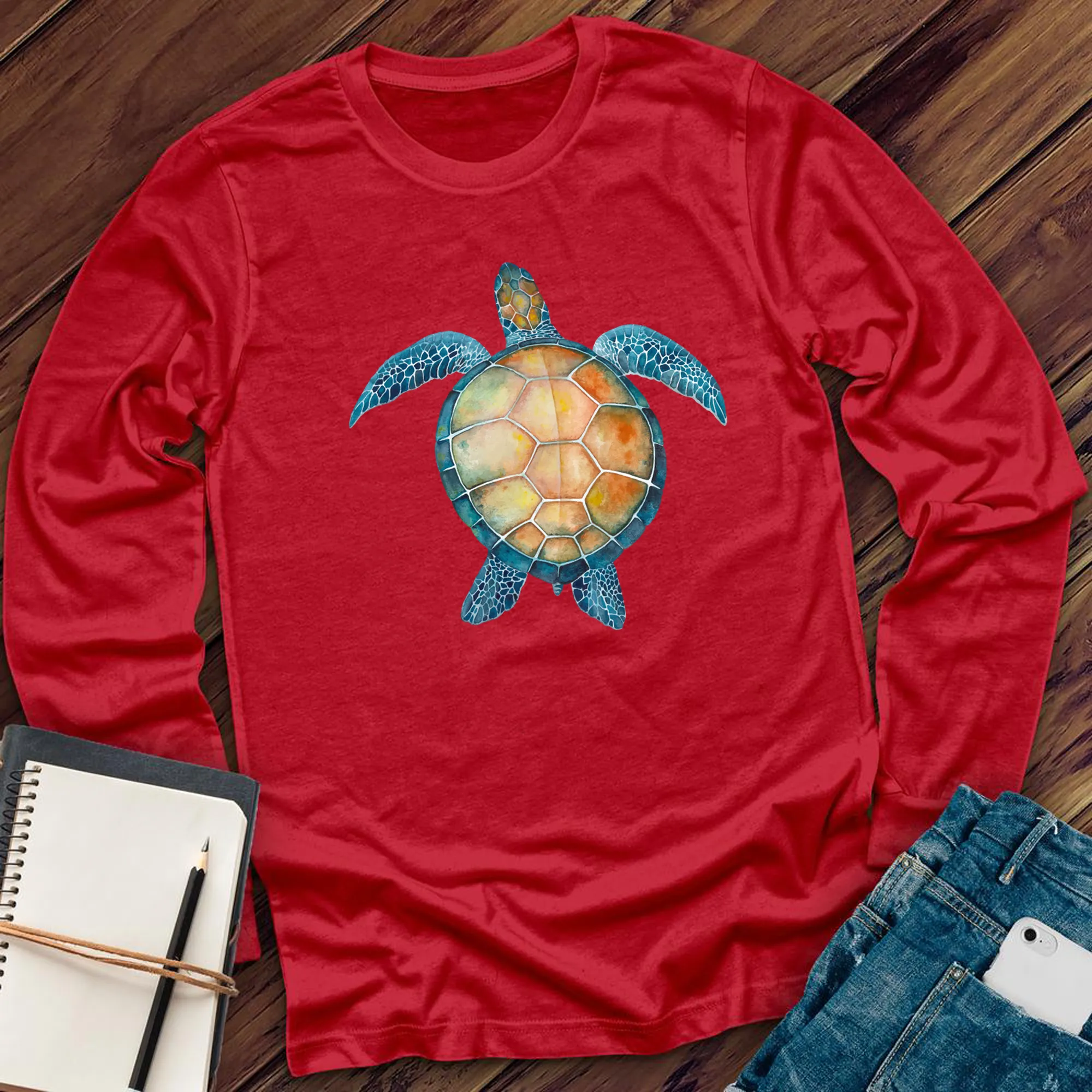 Ocean Turtle Watercolor Long Sleeve