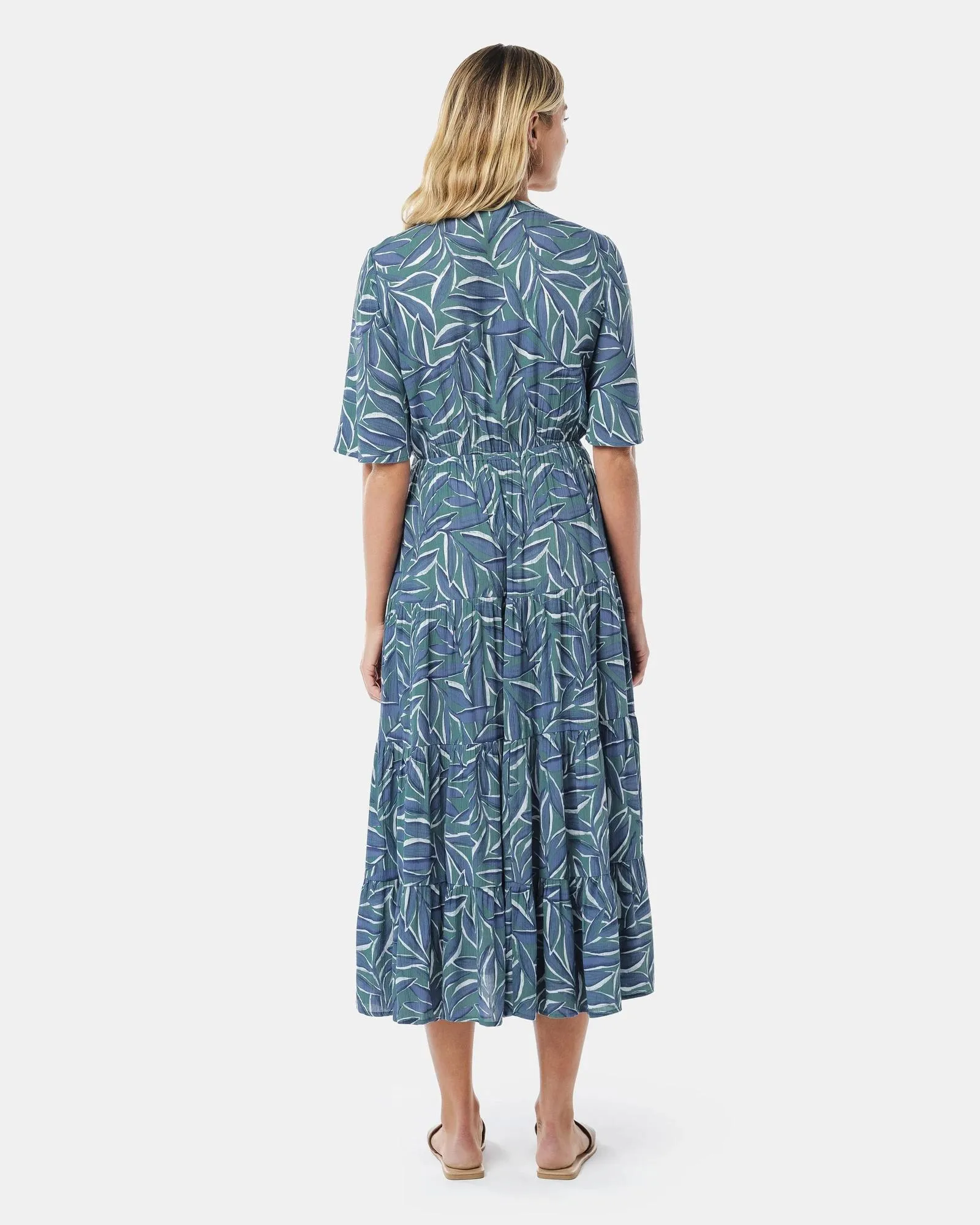 popular  Flutter Sleeve Tie Front Midi Dress - Piping Hot