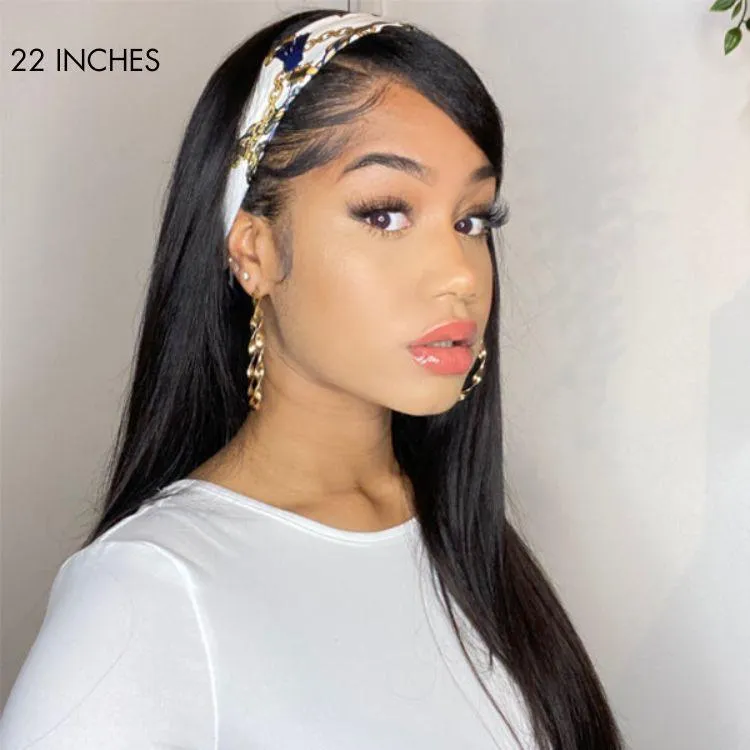Put On & Go Silky Straight Headband Wig Beginner Friendly 100% Human Hair (Get Free Trendy Headbands) - US ONLY