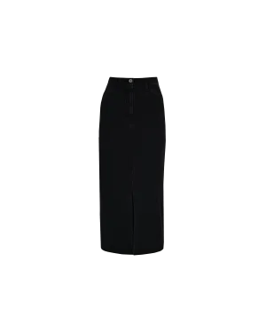 RAFFIA DENIM SKIRT BLACK