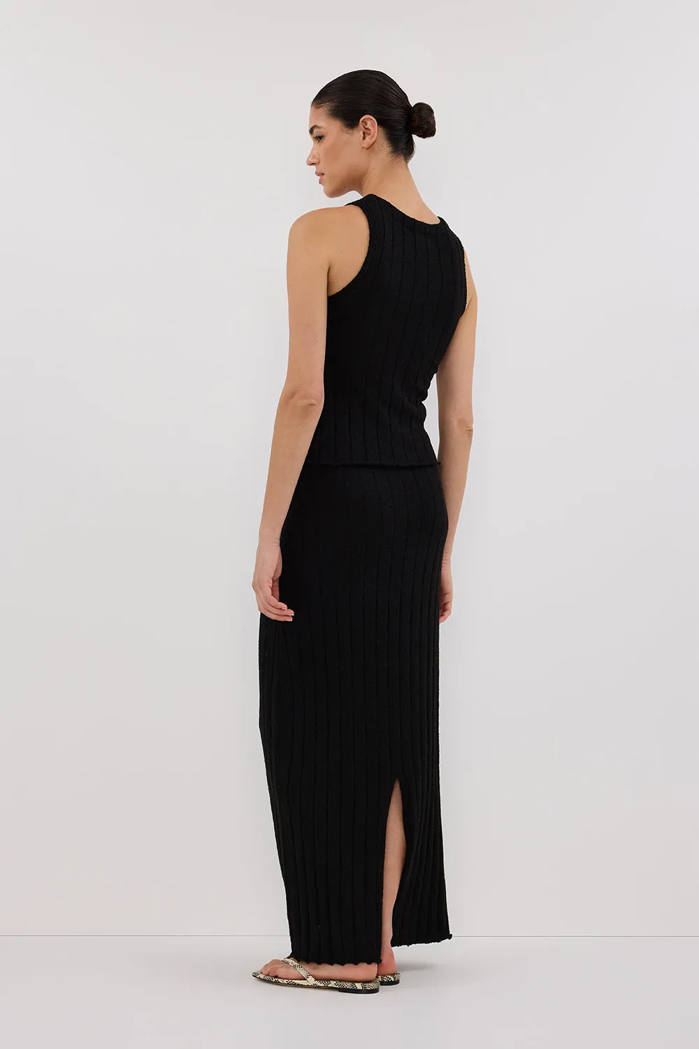 REM BLACK KNIT MIDI SKIRT