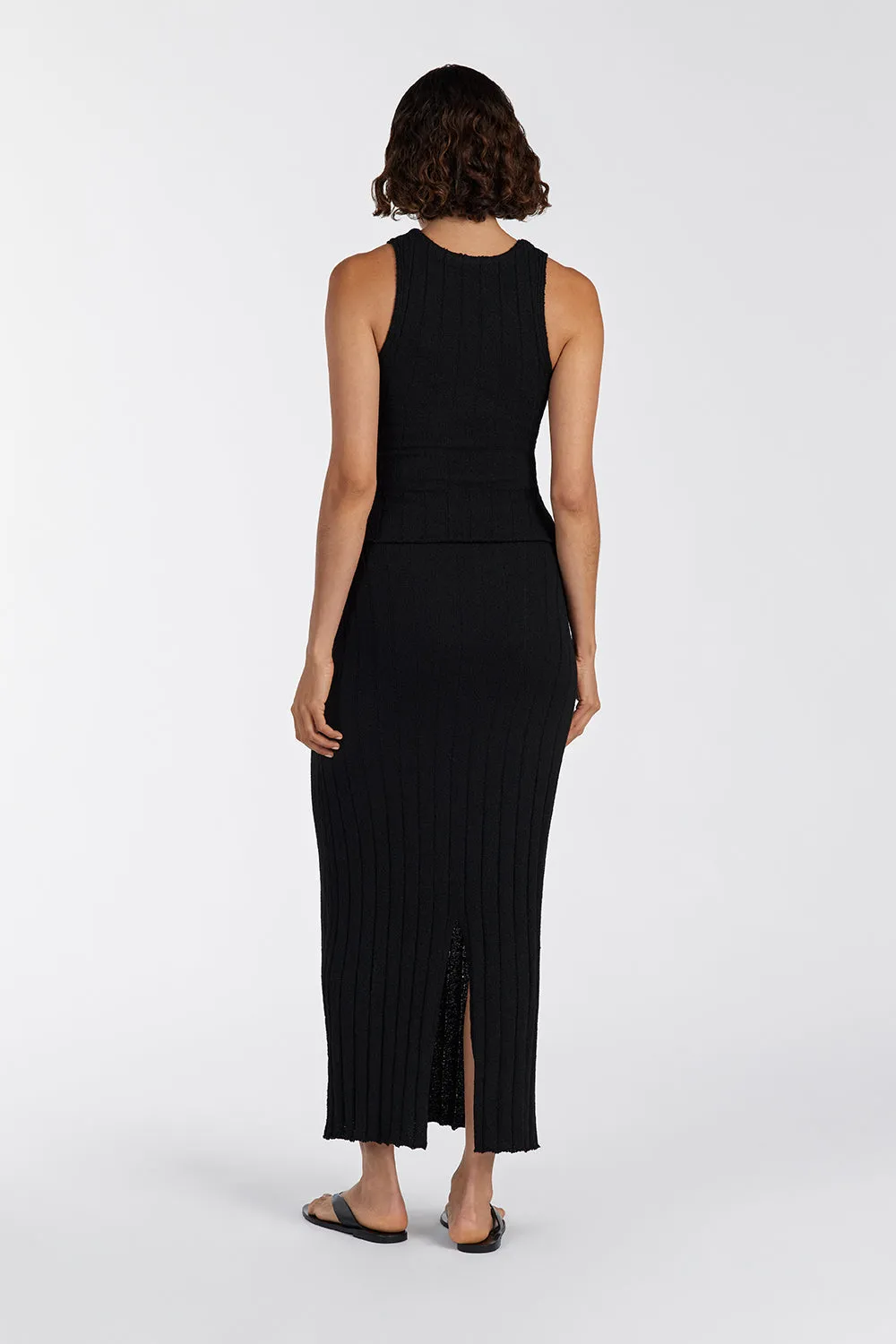REM BLACK KNIT MIDI SKIRT