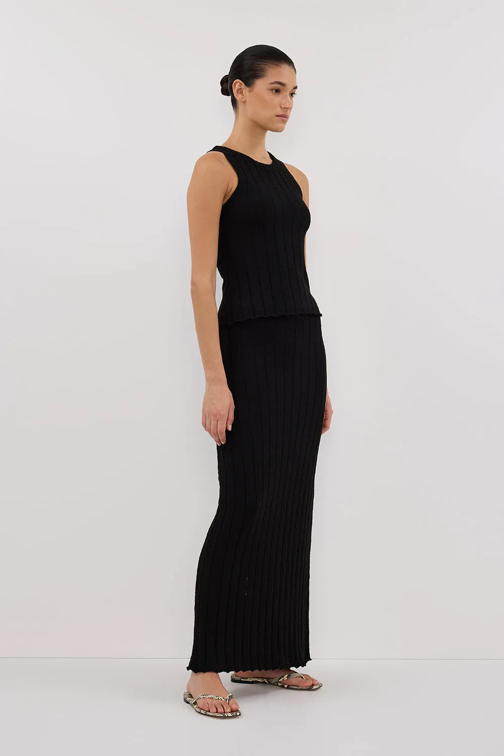 REM BLACK KNIT MIDI SKIRT