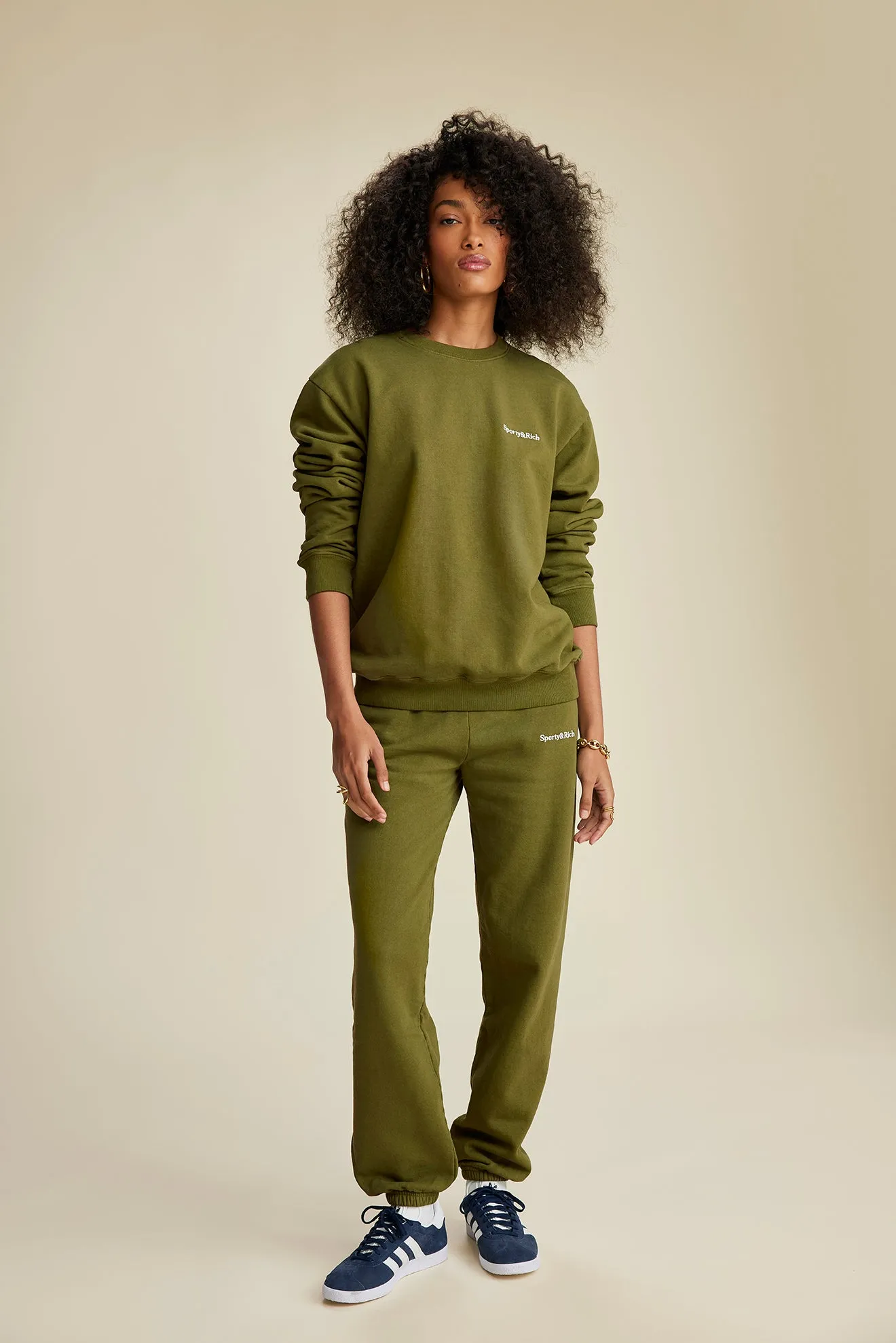 Serif Logo Sweatpant - Army